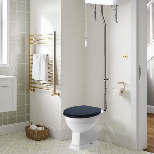 Florence High Level WC & Indigo Ash Soft Close Toilet Seat - bathandtile