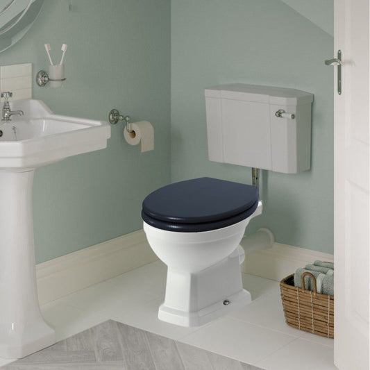 Florence Low Level WC & Indigo Ash Soft Close Toilet Seat - bathandtile
