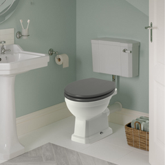 Florence Low Level WC & Grey Ash Soft Close Toilet Seat