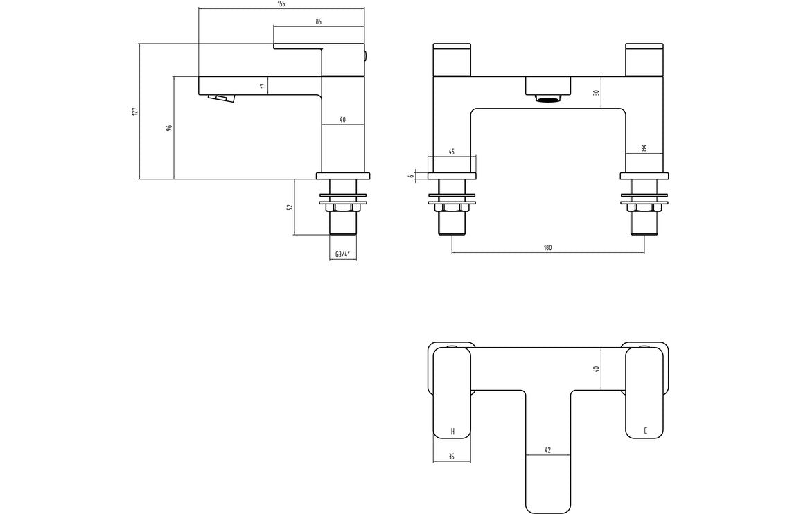 Flow Chrome Bath Filler Mixer Tap - bathandtile