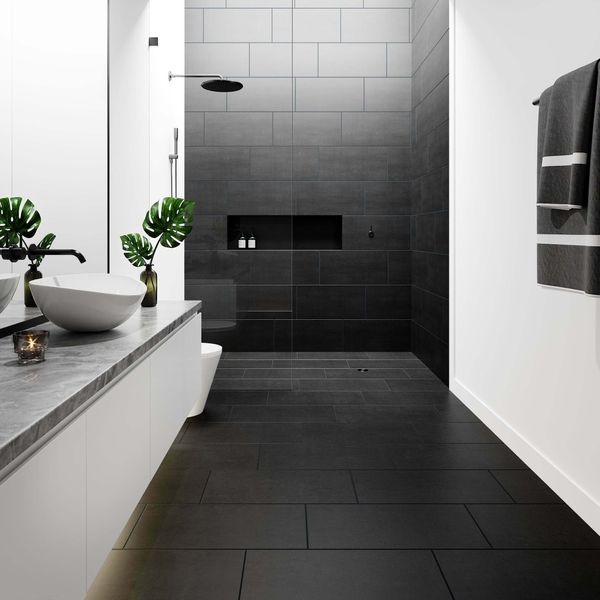 Gems Lounge Matt Black 600x300mm Tiles - bathandtile