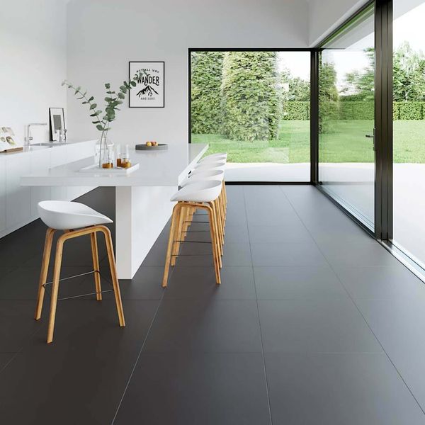 Gems Lounge Matt Black 600x600mm Tiles - bathandtile