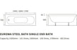 gian steel single end bath 1500x700x500mm, Baths, Straight Baths, Alessio, 3