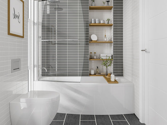 iniga space saving bath 1700x740x560mm lh, Baths, Straight Baths, Alessio, 1