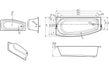 iniga space saving bath 1700x740x560mm rh 1, Baths, Straight Baths, Alessio, 3
