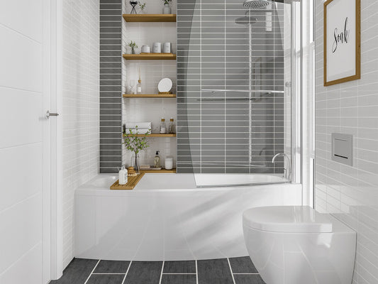 iniga space saving bath 1700x740x560mm rh 1, Baths, Straight Baths, Alessio, 1