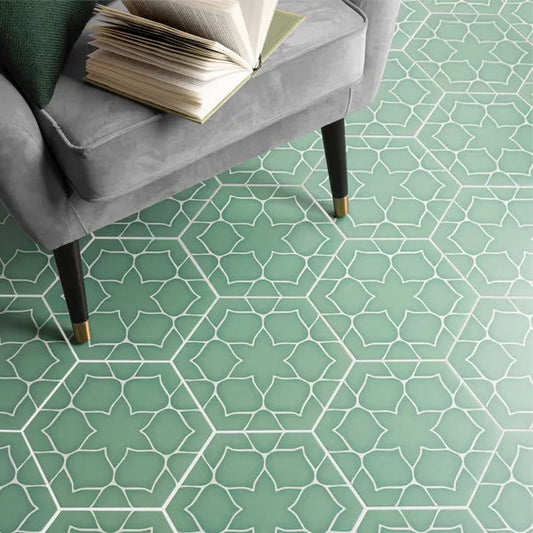 activ kerala aqua hexagon tiles 330x285mm, Floor Tiles, Patterned Tiles, Porcelain Tiles, Wall Tiles, Green Tiles, 1