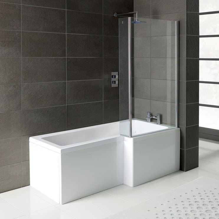 L-Shape Shower Bath Panel & Screen 1700x700-850x410mm (RH) - bathandtile