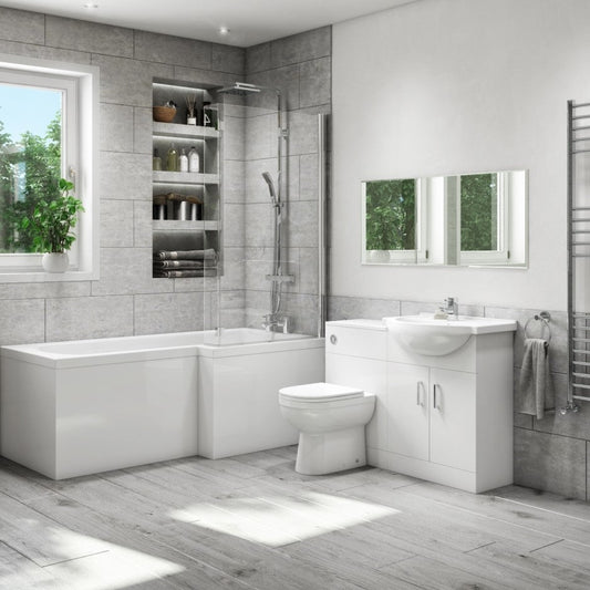 Benito Complete Shower Bath Suite 1060mm Unit - Right Hand Bath