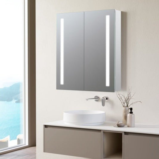 lea 600mm 2 door front lit led mirror cabinet, Alessio, Illuminated Bathroom Mirror, Mirror Bathroom Cabinets, Mirrors, 1