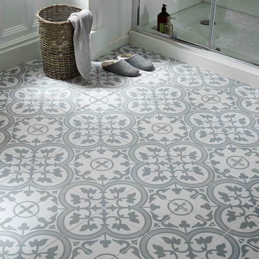 bourton silver patterned tiles 450x450mm, Ceramic Tiles, Floor Tiles, Patterned Tiles, Wall Tiles, Grey Tiles, 1
