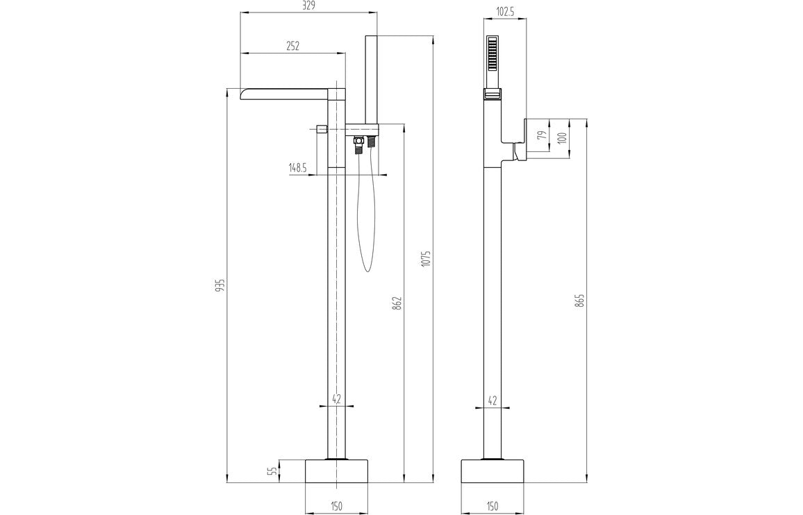 Leola Chrome Freestanding Bath Tap & Shower Mixer - bathandtile