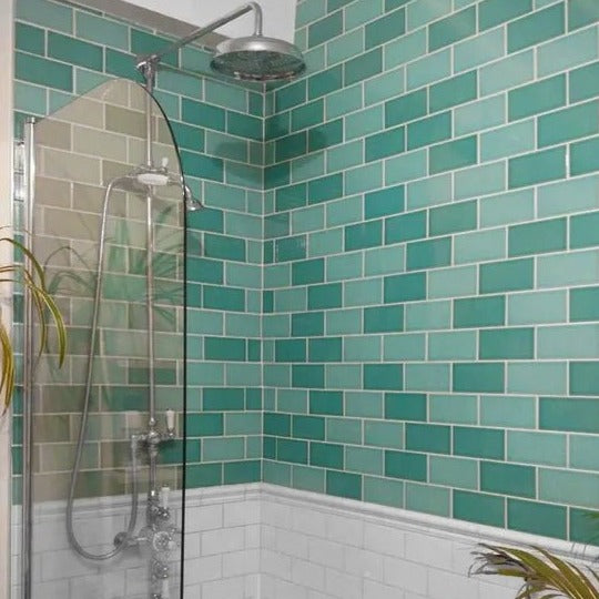 Liso Verde Mar Smooth Crackle 150x75mm Tiles - bathandtile