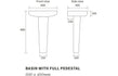 lorenzo basin full pedestal 600x400mm, Alessio, Basins, Full Pedestal Basin, 3