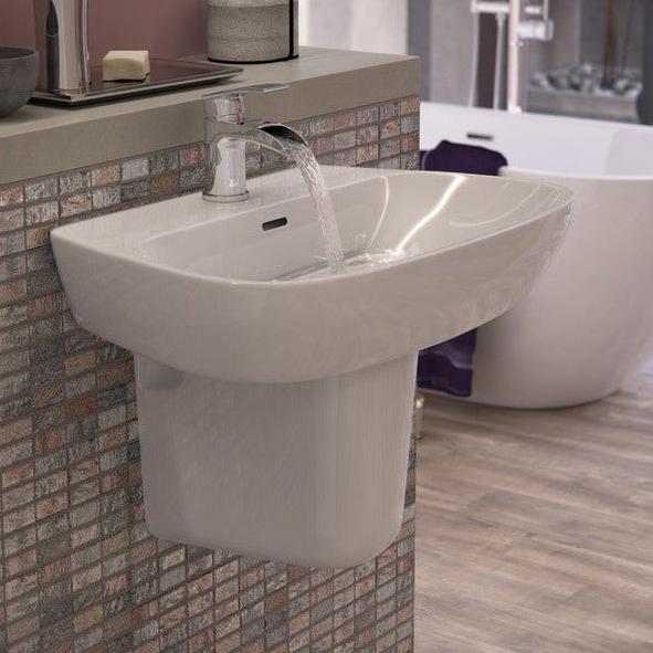 Lorenzo Wall Hung Basin & Semi Pedestal 600x400mm - bathandtile