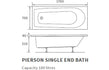 loretta d shape single ended bath 1700x700x550mm 2th, Baths, Straight Baths, Alessio, 4