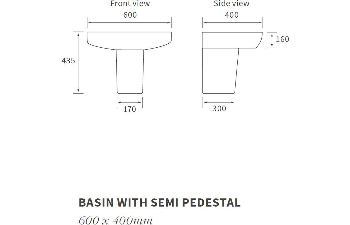 Luca 600x400mm Basin & Semi Pedestal - bathandtile