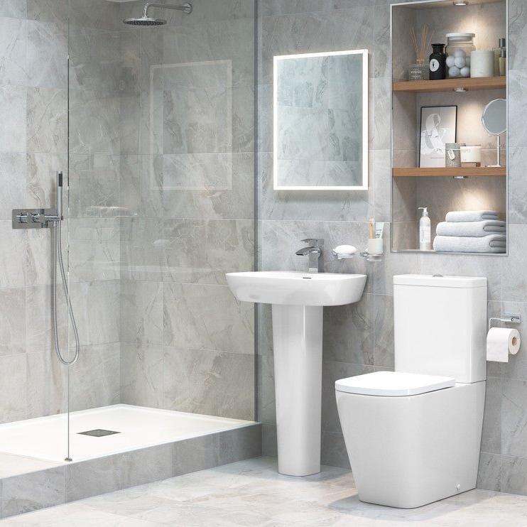 Luca Rimless Close Coupled Comfort Height WC & Soft Close Toilet Seat - bathandtile