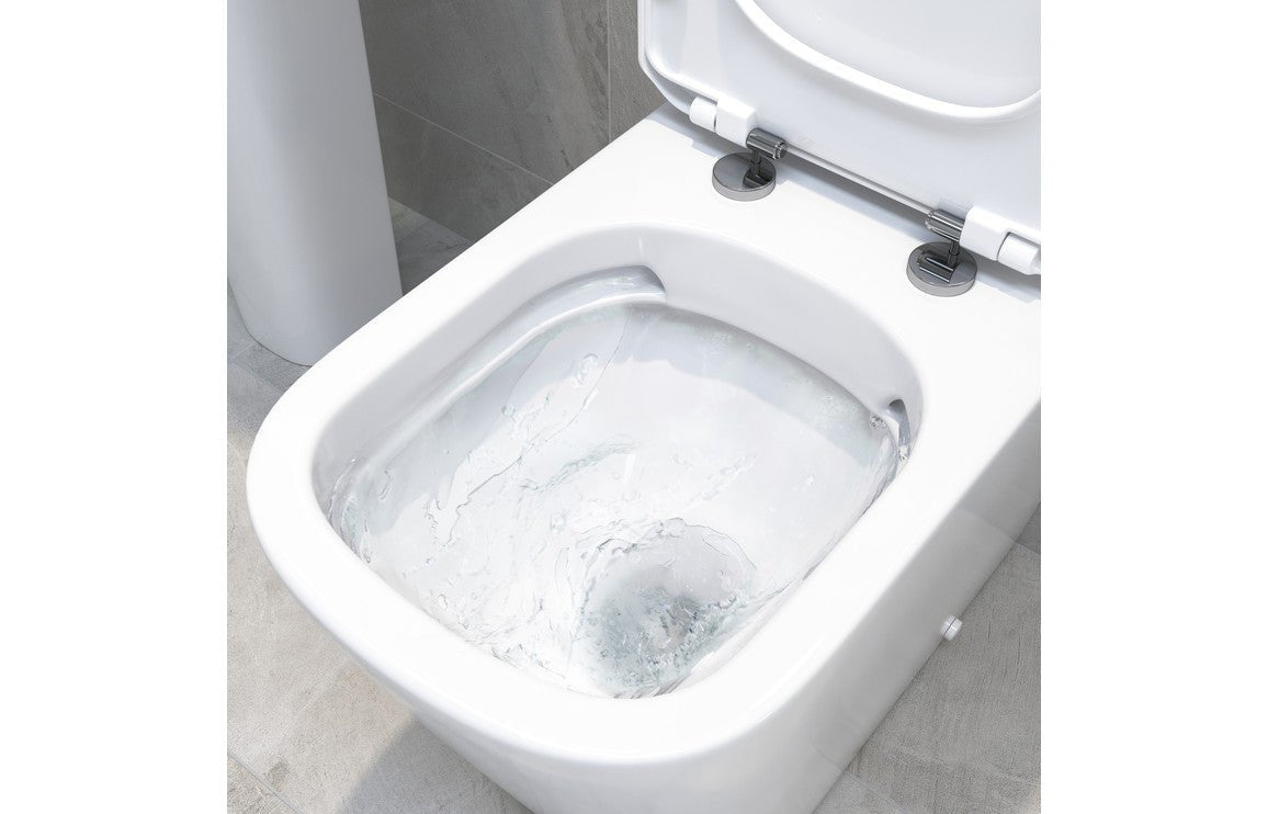 Luca Rimless Close Coupled Short Projection Open Back WC & Soft Close Seat - bathandtile