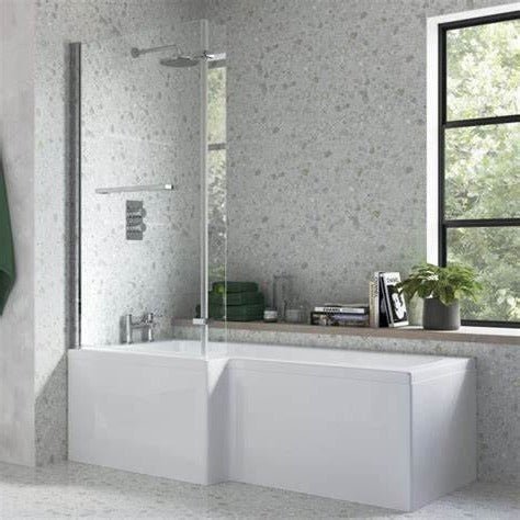 Lucio L Shape Shower Bath 1700x850x560mm (LH) - bathandtile