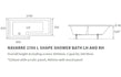 lucio l shape shower bath 1700x850x560mm rh, Baths, Shower Baths, Alessio, 5
