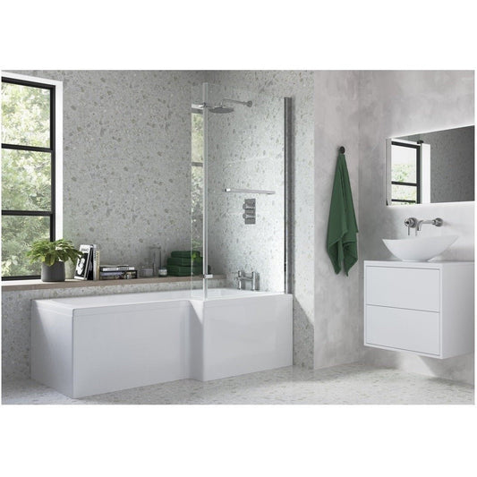 lucio l shape shower bath pack1500x850x560mm rh, Baths, Shower Baths, Alessio, 1