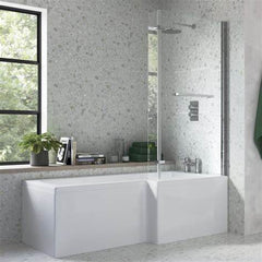 Lucio L Shape SUPERCAST Shower Bath Pack 1700x850x560mm (RH)