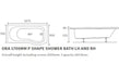 ludo p shape supercast shower bath pack 1700x850x560mm rh, Baths, Shower Baths, Alessio, 4