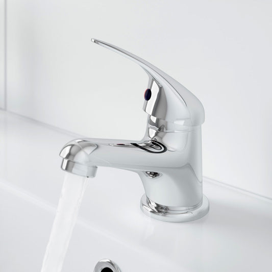 Marcell Chrome Mono Cloakroom Basin Mixer Tap & Waste - bathandtile