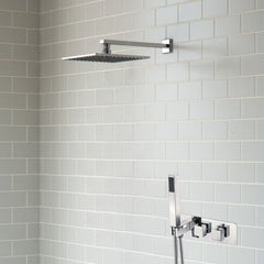 Mattia Square Shower Pack Twin Two Outlet, Handset & ABS Overhead
