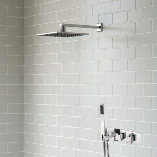 Mattia Square Shower Pack Twin Two Outlet, Handset & ABS Overhead - bathandtile