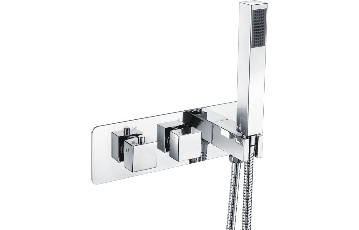 Mattia Thermostatic Shower Valve with Handset - Two Outlet - bathandtile