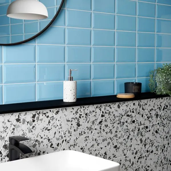 Metro Baby Blue Gloss Tiles 200x100mm - bathandtile