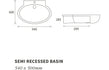 Mia 540x500mm Semi Recessed Basin - bathandtile