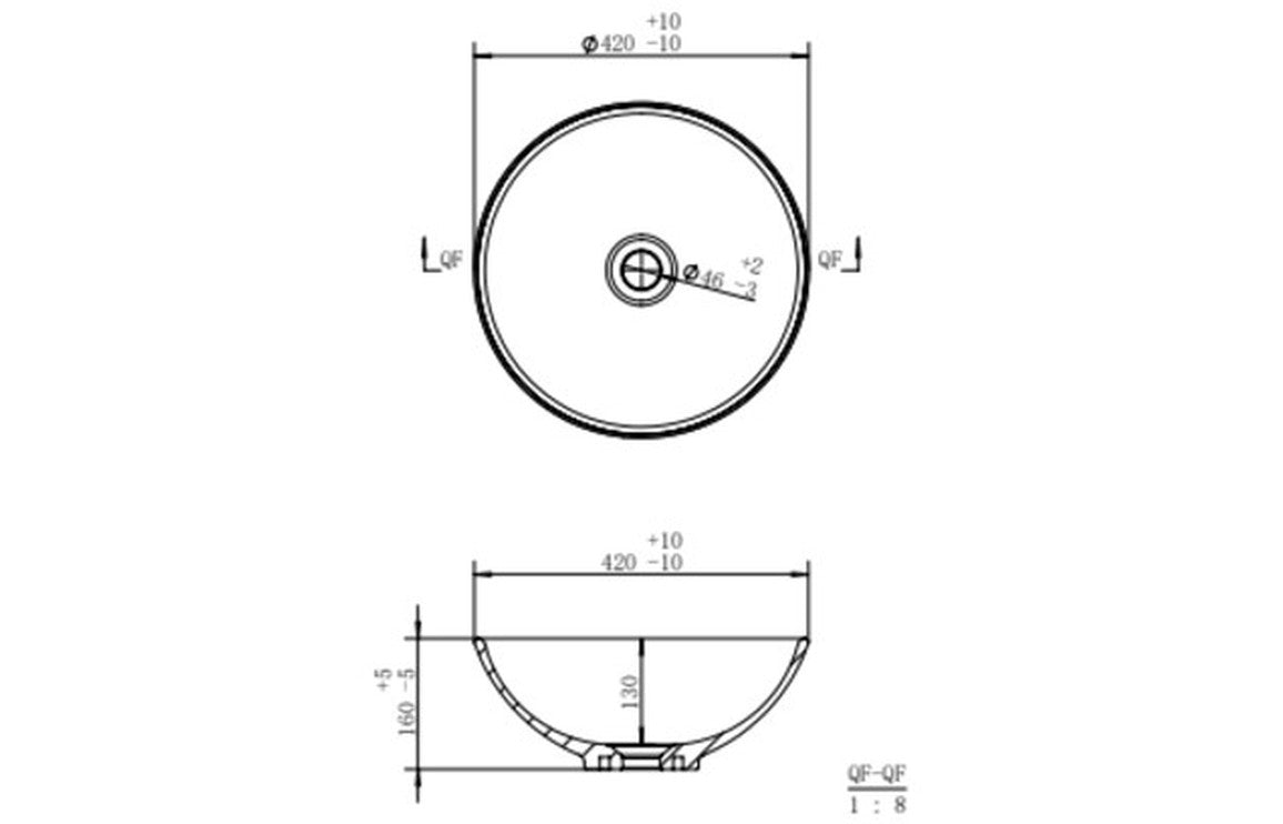 Milan Counter Top Round Washbowl 410mm - bathandtile