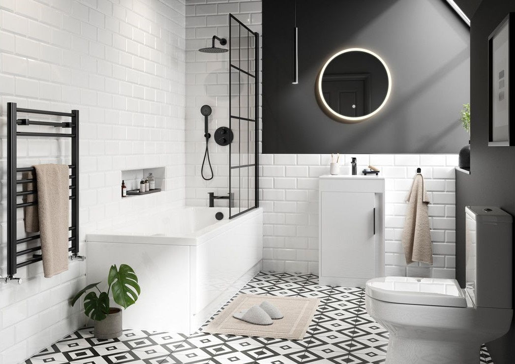 Aida Complete Bathroom Suite 1700mm Bath - Matt Black Accessories