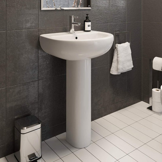 nico basin full pedestal 573x460mm 1th, Alessio, Basins, Full Pedestal Basin, 1