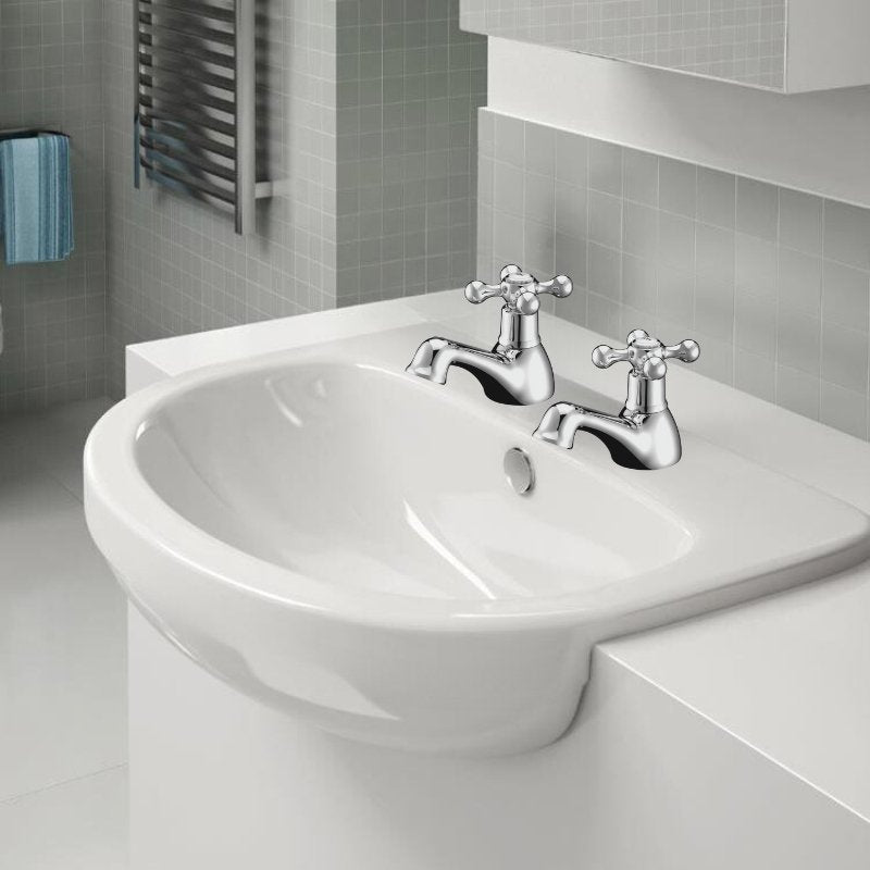 Piero Chrome Basin Pillar Taps - bathandtile