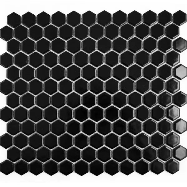 Pixel Black Hexagon Gloss 260x300 (Price Per sheet) Tiles - bathandtile