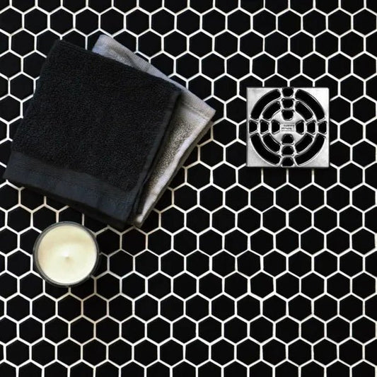 Pixel Black Hexagon Matt 300x260 (Price Per sheet) Tiles - bathandtile