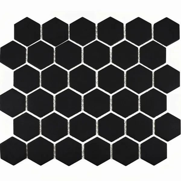 Pixel Black Hexagon Matt 325x282 (Price Per sheet) Tiles - bathandtile