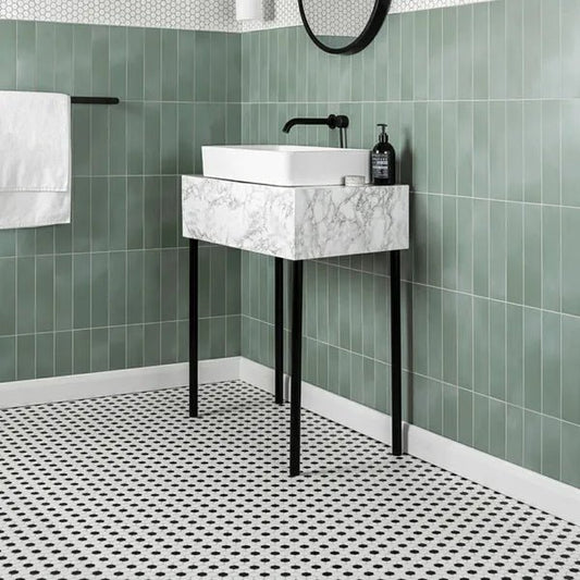 pixel chequer hexagon white black matt 260x300 price per sheet tiles, Floor Tiles, Mosaic  Tiles, Porcelain Tiles, Wall Tiles, White Tiles, 1