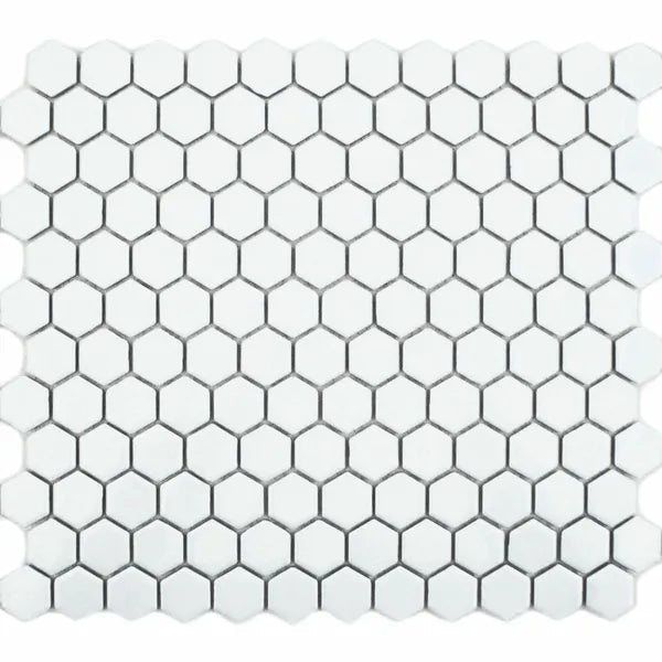 Pixel White Hexagon Gloss 260x300 (Price Per sheet) Tiles - bathandtile