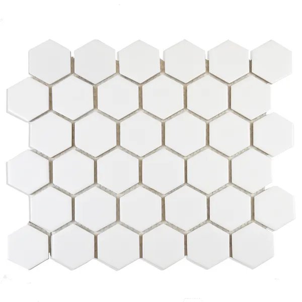 Pixel White Hexagon Gloss 300x300 (Price Per sheet) Tiles - bathandtile