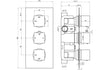 raul square shower pack two outlet riser overhead kit, Alessio, Mixer Showers, Shower Valves, Showers, 3