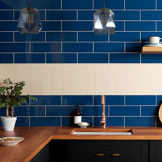 lucia marino brillo 10x30 tiles 300x100mm, Ceramic Tiles, Metro  Tiles, Wall Tiles, Blue Tiles, 1