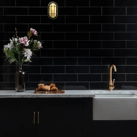lucia negro brillo r144 tiles 300x100mm, Ceramic Tiles, Metro  Tiles, Wall Tiles, Black Tiles, 1