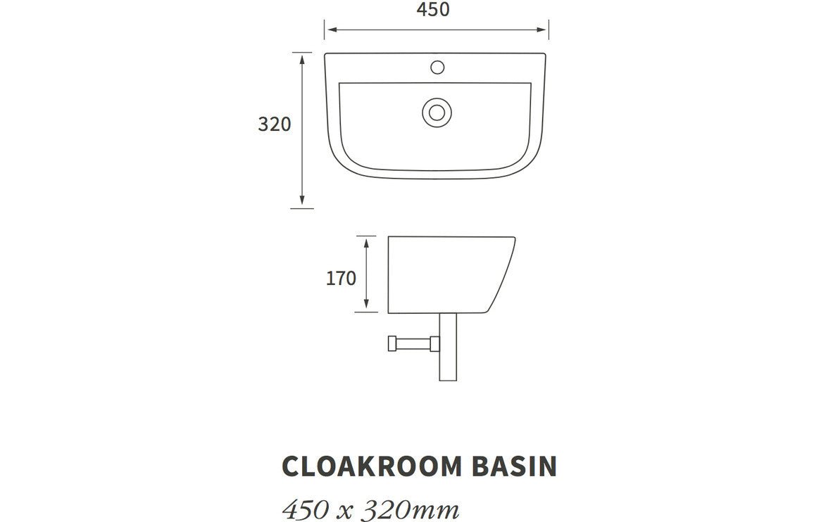 Rosa Cloakroom Basin & Bottle Trap 450x320mm - bathandtile