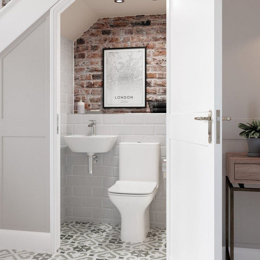 Rosa Wall Hung Basin And Close Coupled Toilet Set - bathandtile