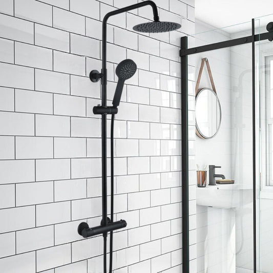 round cool touch thermostatic bar mixer riser kit matt black, Alessio, Mixer Showers, Showers, 1